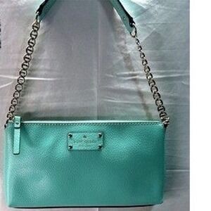 Kate Spade Pebbled Leather Mint Shoulder Bag Chain Strap Purse